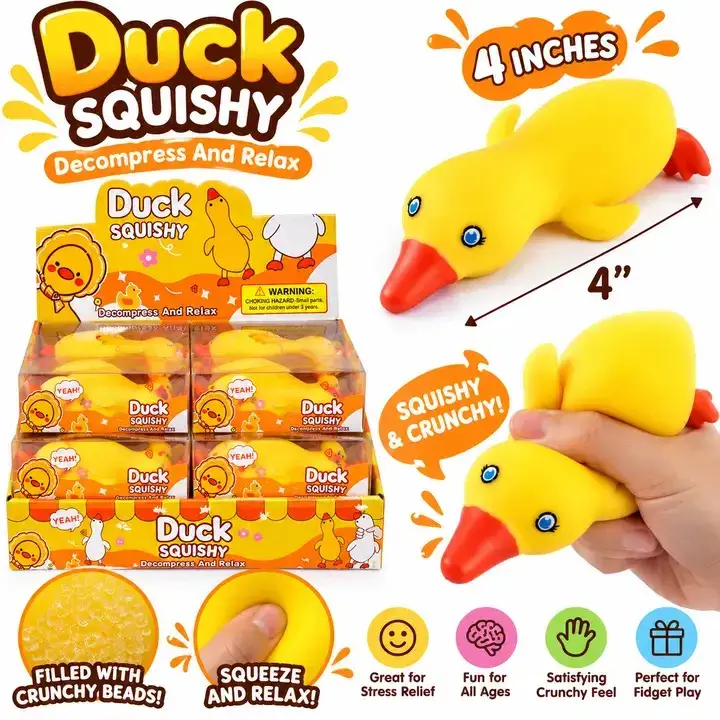 Duck Squishy Żółta Gniotka Kaczka 10 cm Antystresowa