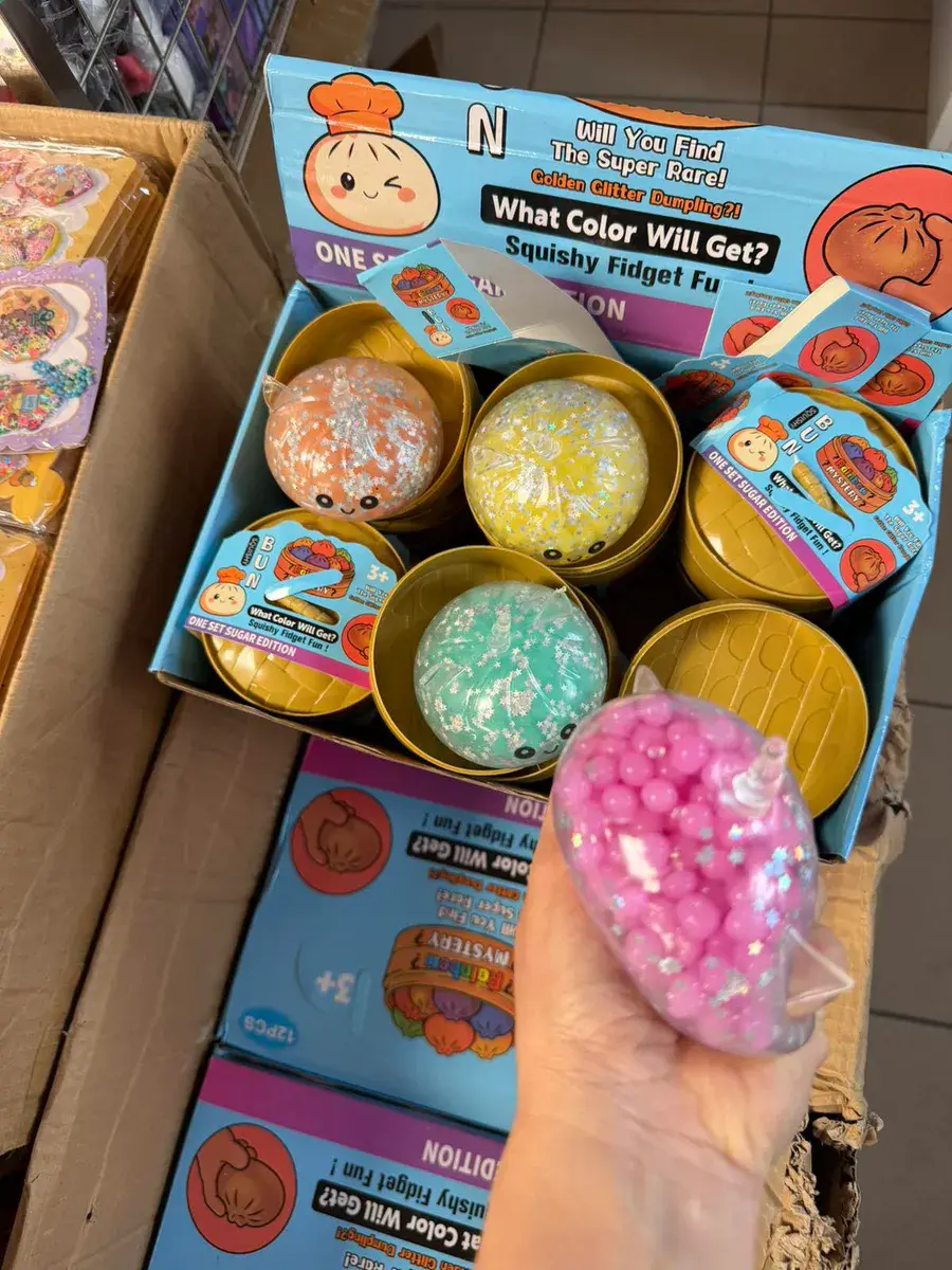 Squishy Fidget Fun Dumpling Golden Glitter 12szt
