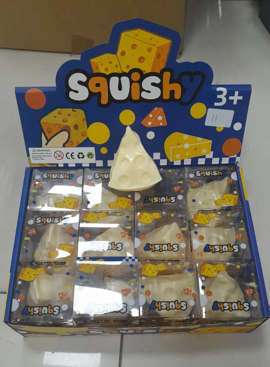 Squishy Antystresowy Kawałek Sera 3+ w Przezroczystym Opakowaniu