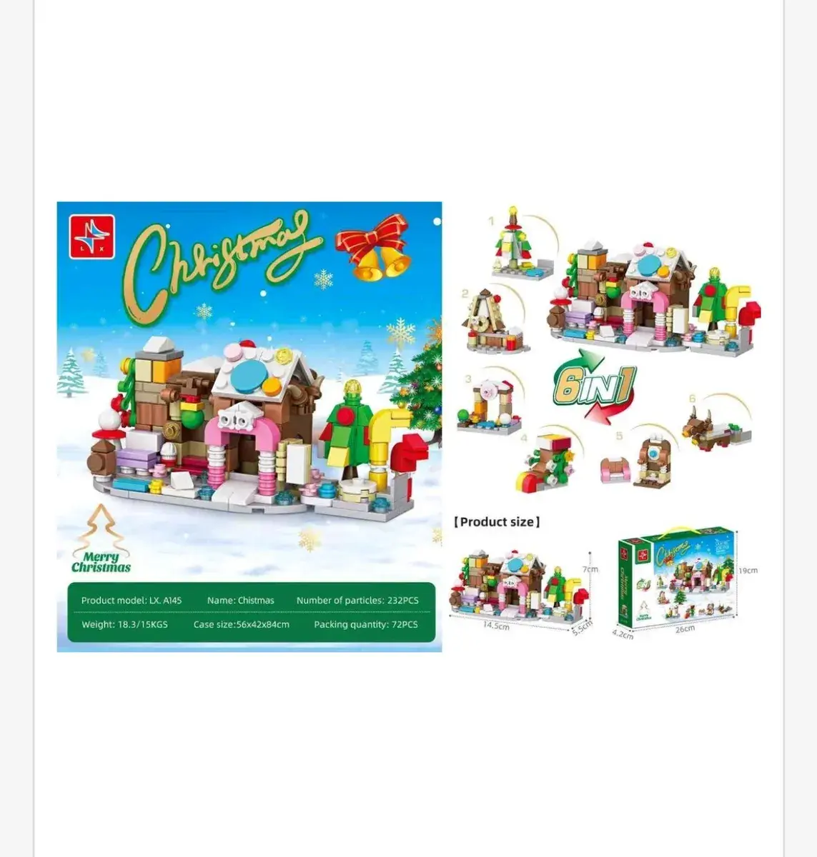 Klocki Christmas 6w1 zestaw 232 elementy świąteczne