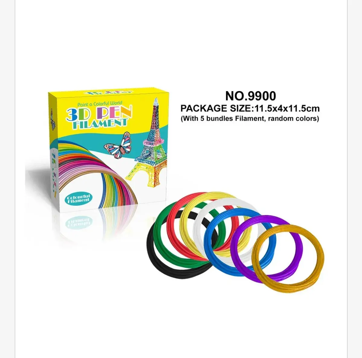 Kolorowy filament do długopisu 3D zestaw 5 sztuk NO.9900