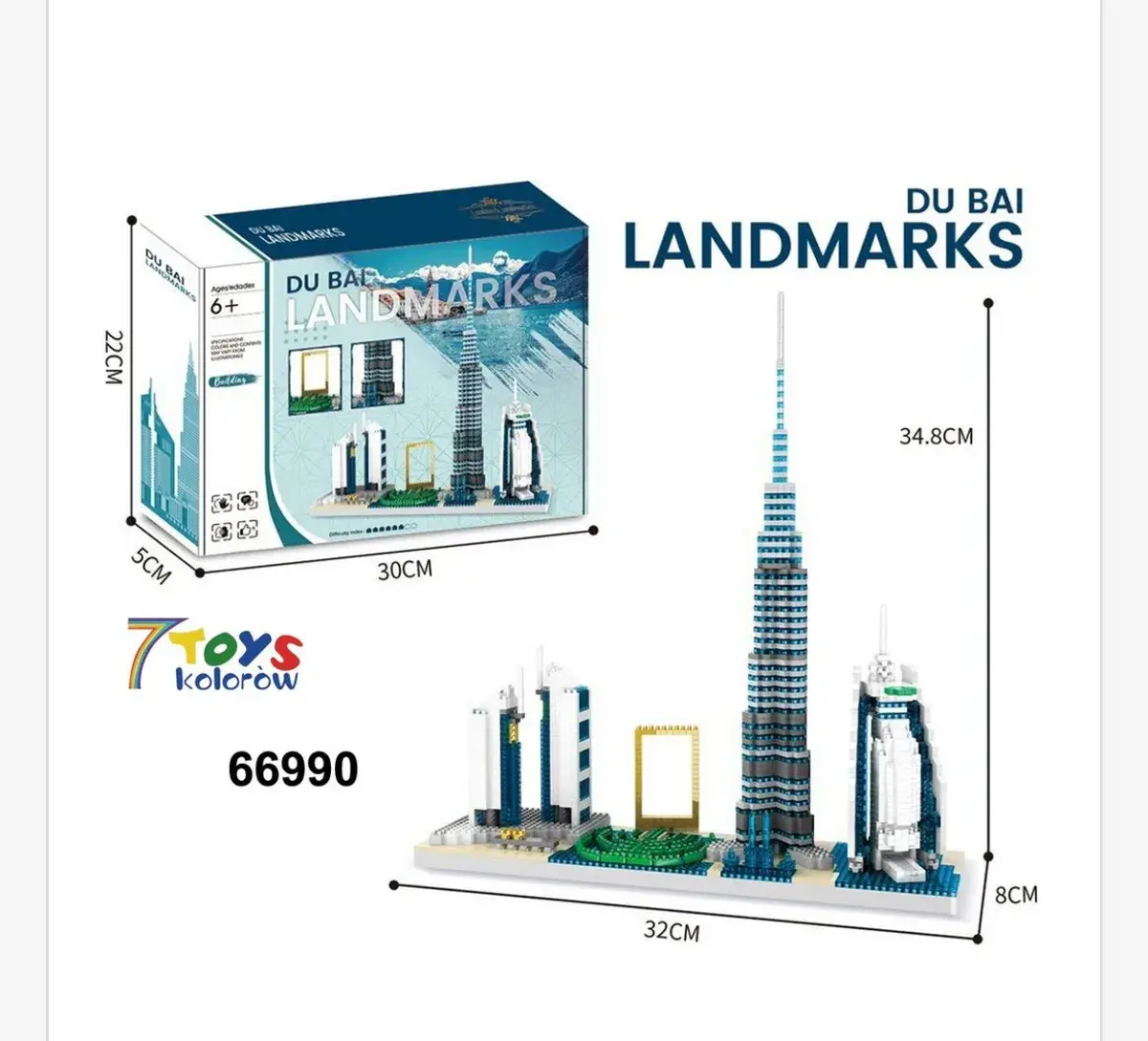 Klocki 3D Dubaj Landmarks zestaw budowli 32x8x34,8 cm