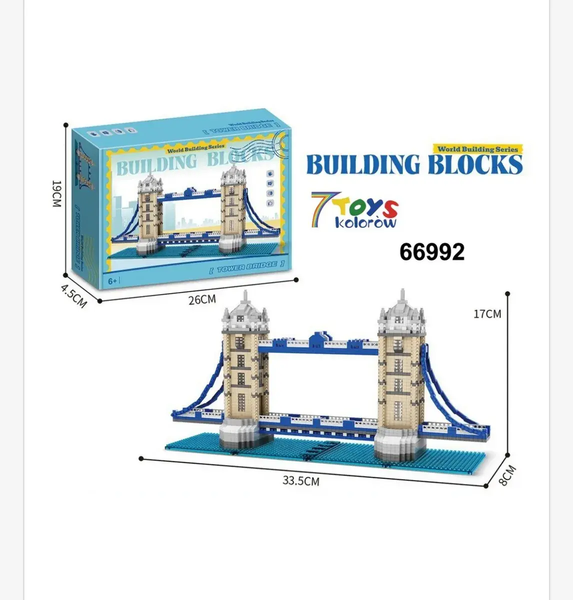 Klocki Budowlane Tower Bridge 33,5x17x8 cm 7 kolorów