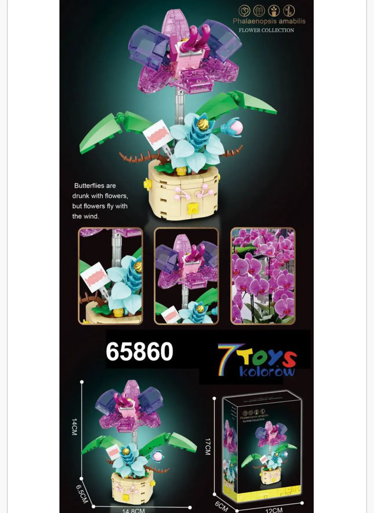 Klocki Kwiaty Storczyk Phalaenopsis 14cm 7TOYS 65860