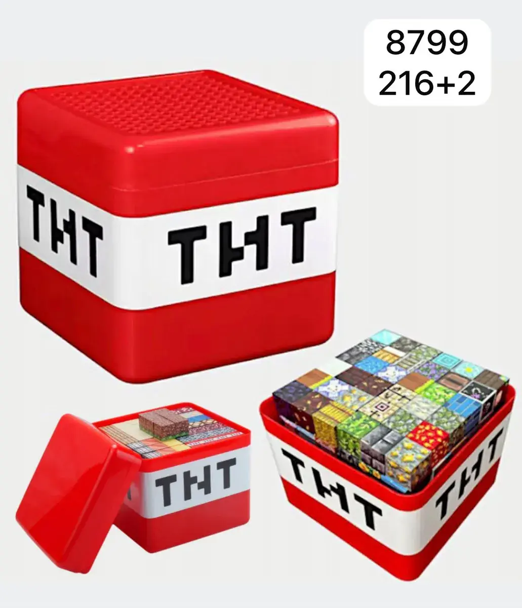 Klocki magnetyczne 218 elementów czerwono-białe z motywem TNT