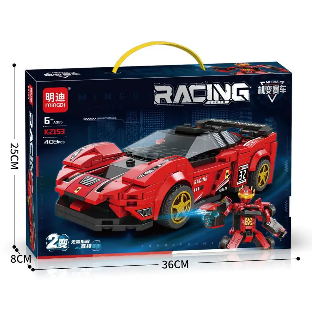 Klocki MINGDI Racing Speed czerwony samochód transformujący 403 el.