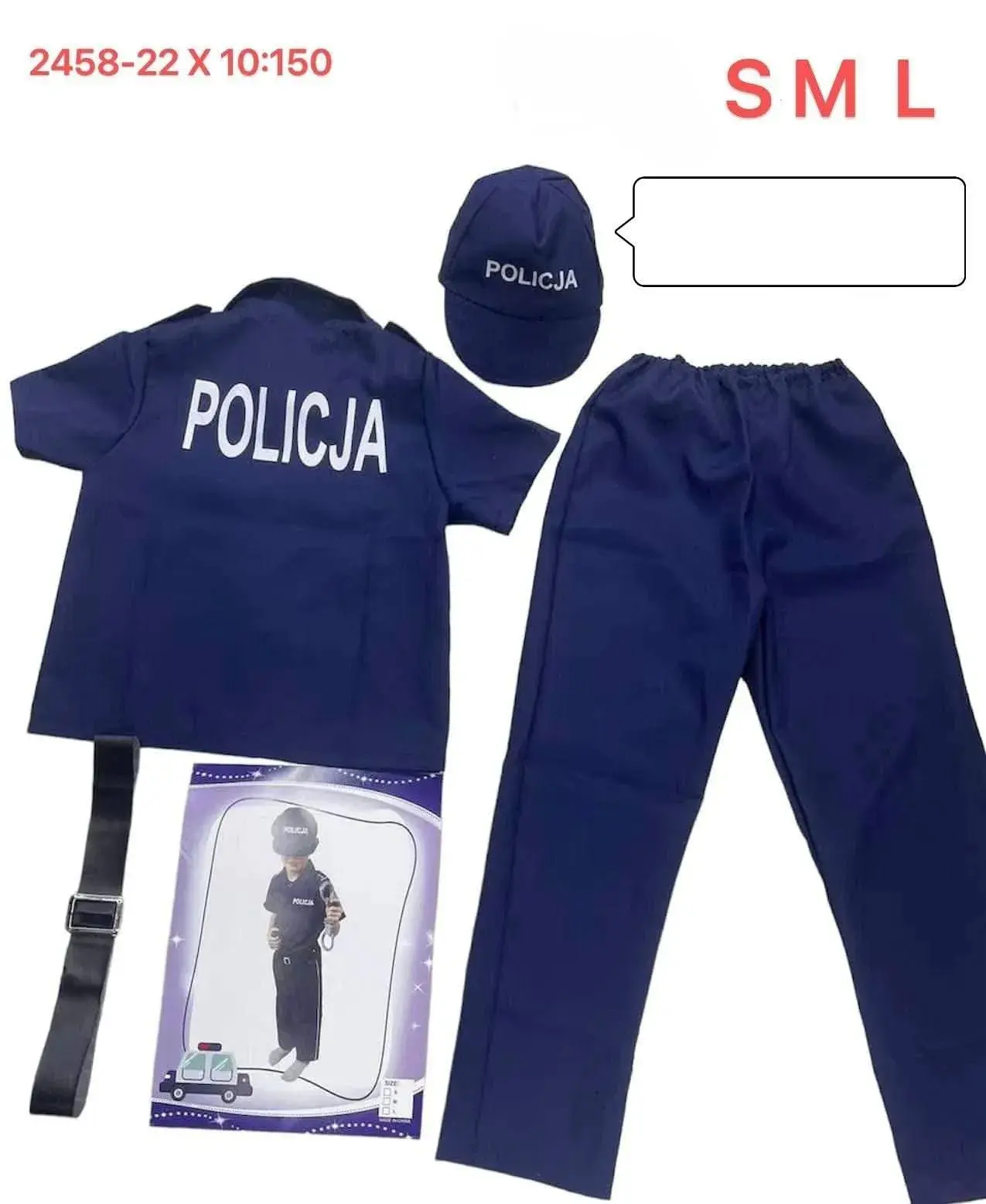 Strój Policja S M L z czapką i paskiem