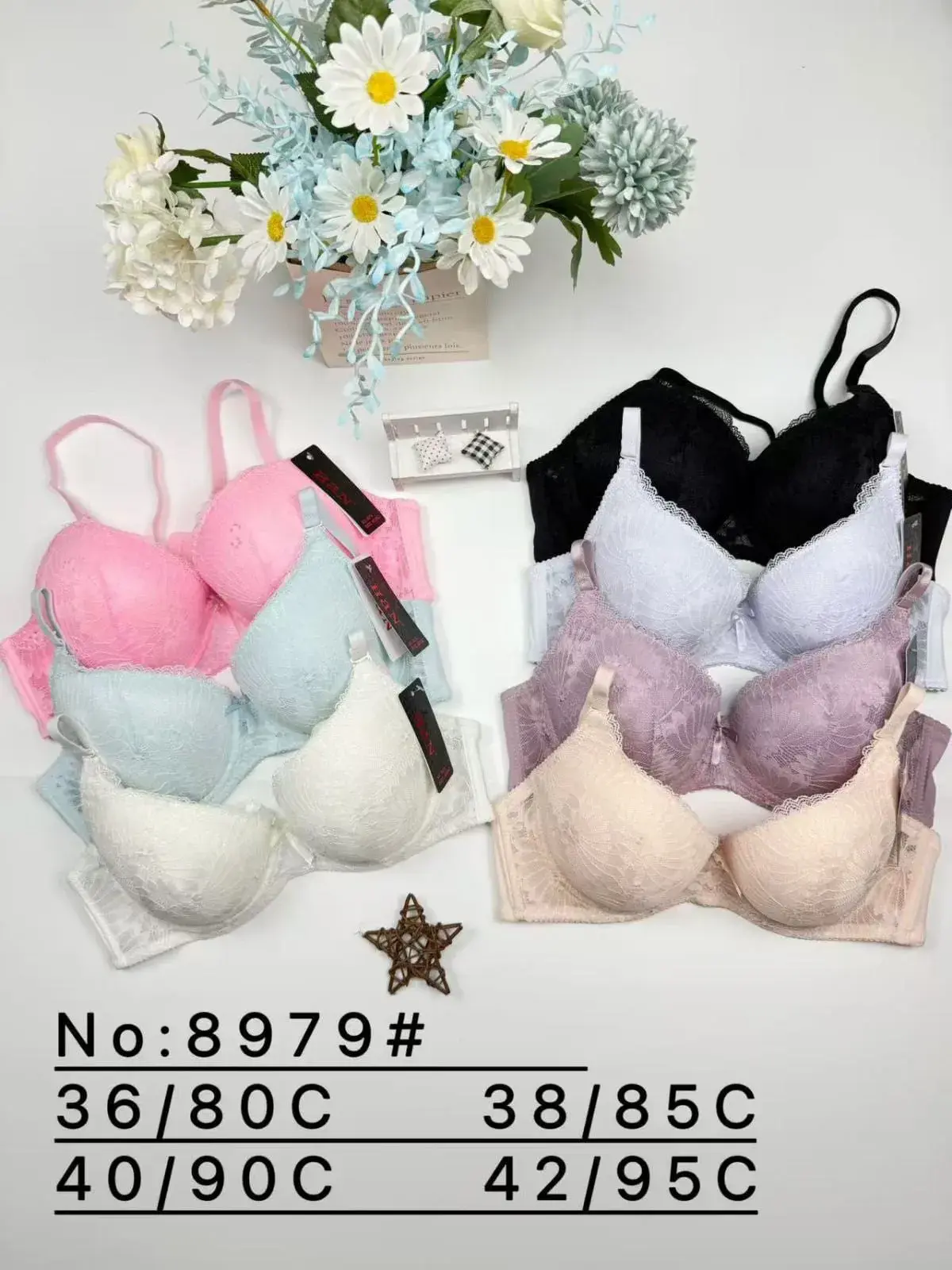 Biustonosze damskie koronkowe HAN 8979 mix kolorów 80C-95C 6szt
