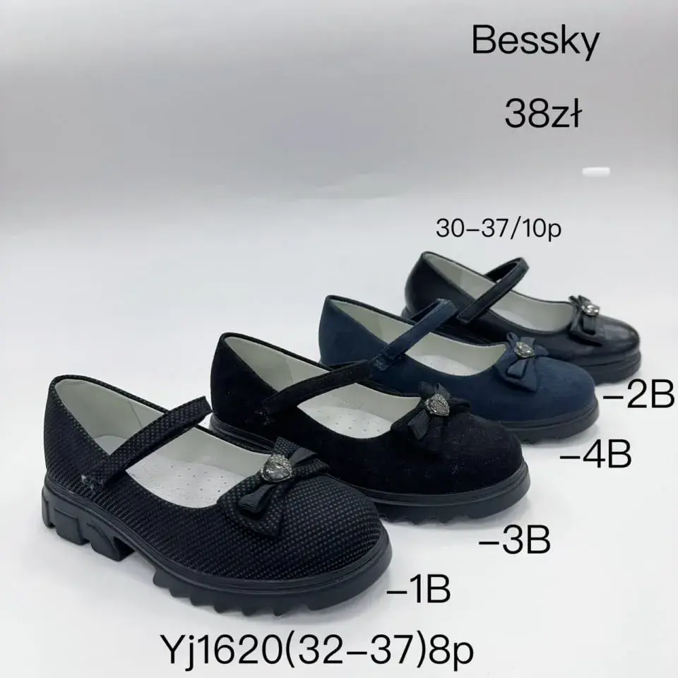 Półbuty Dziecięce Bessky YJ1620 Rozmiary 32-37 z Kokardką