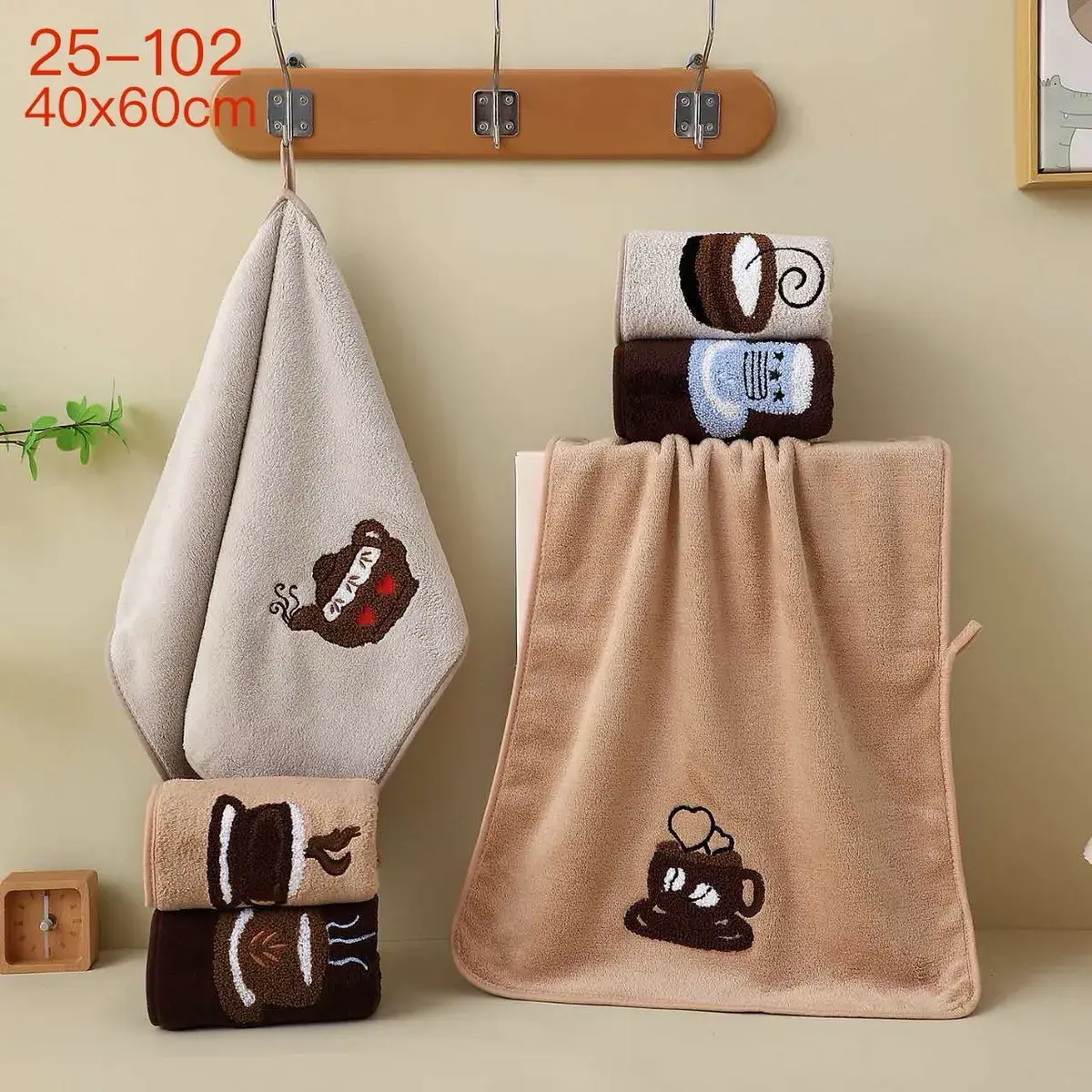 Ścierka z mikrofibry Coffee 40x60 cm beżowo-brązowa z nadrukiem