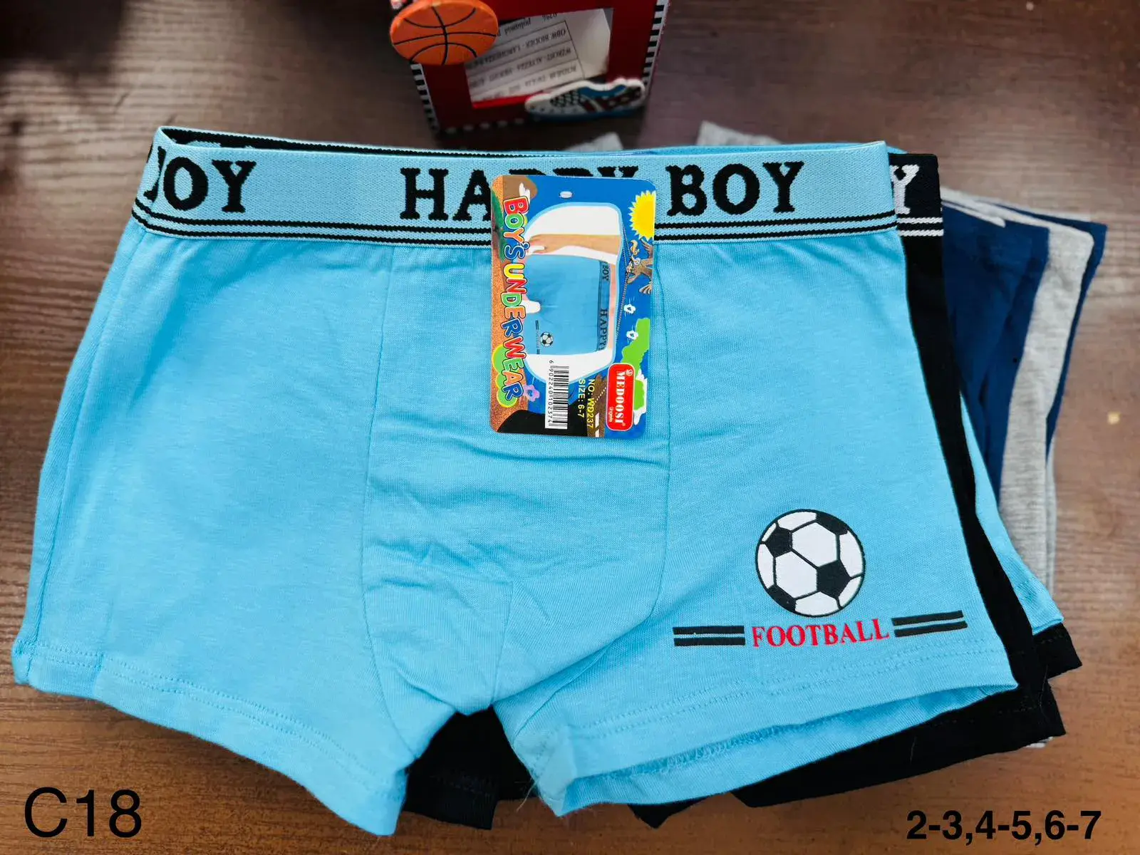 Bielizna dziecięca bokserki chłopięce HAPPY BOY Piłka Nożna 24szt