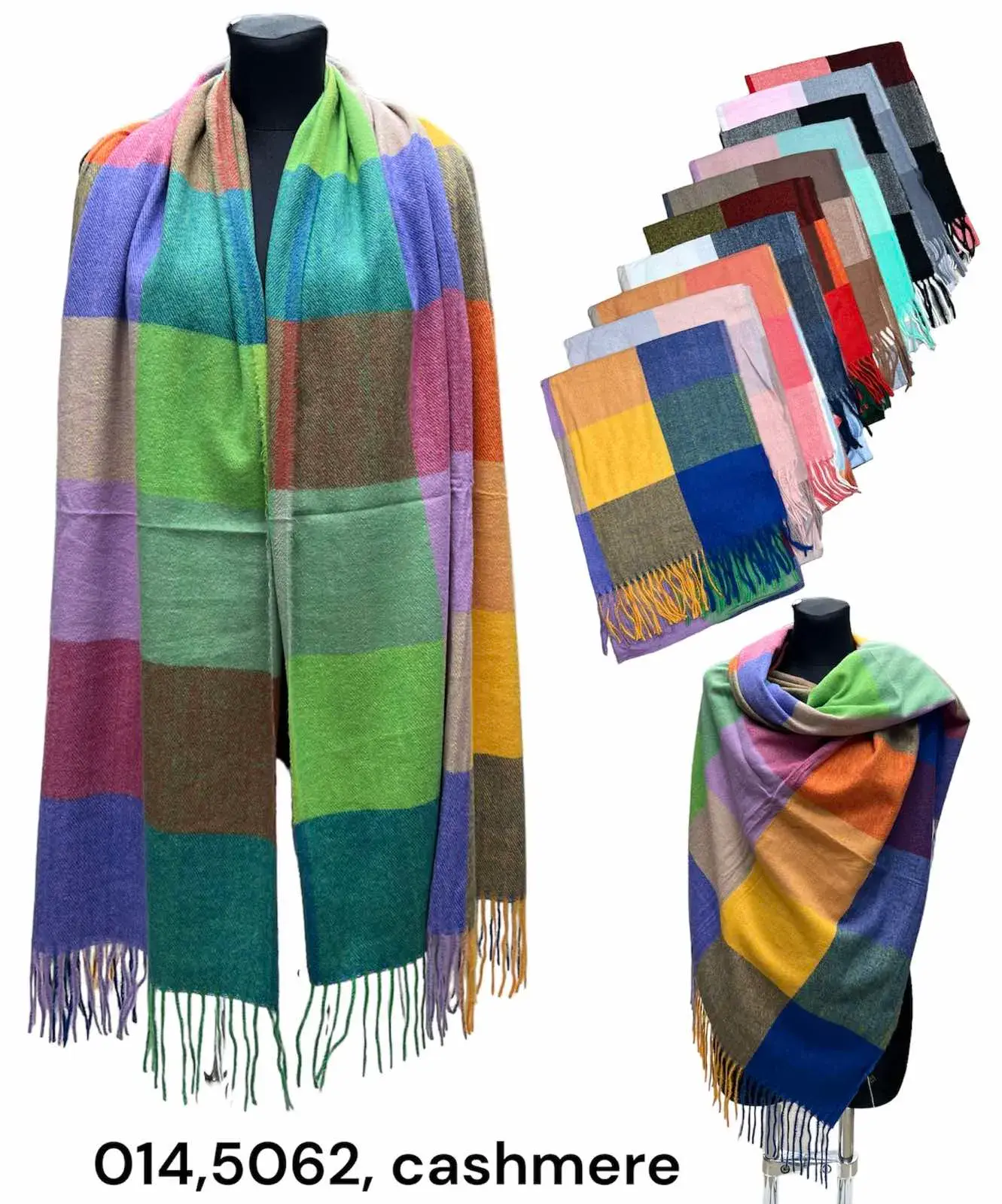 Szaliki damskie wielokolorowe wzór w kratę cashmere