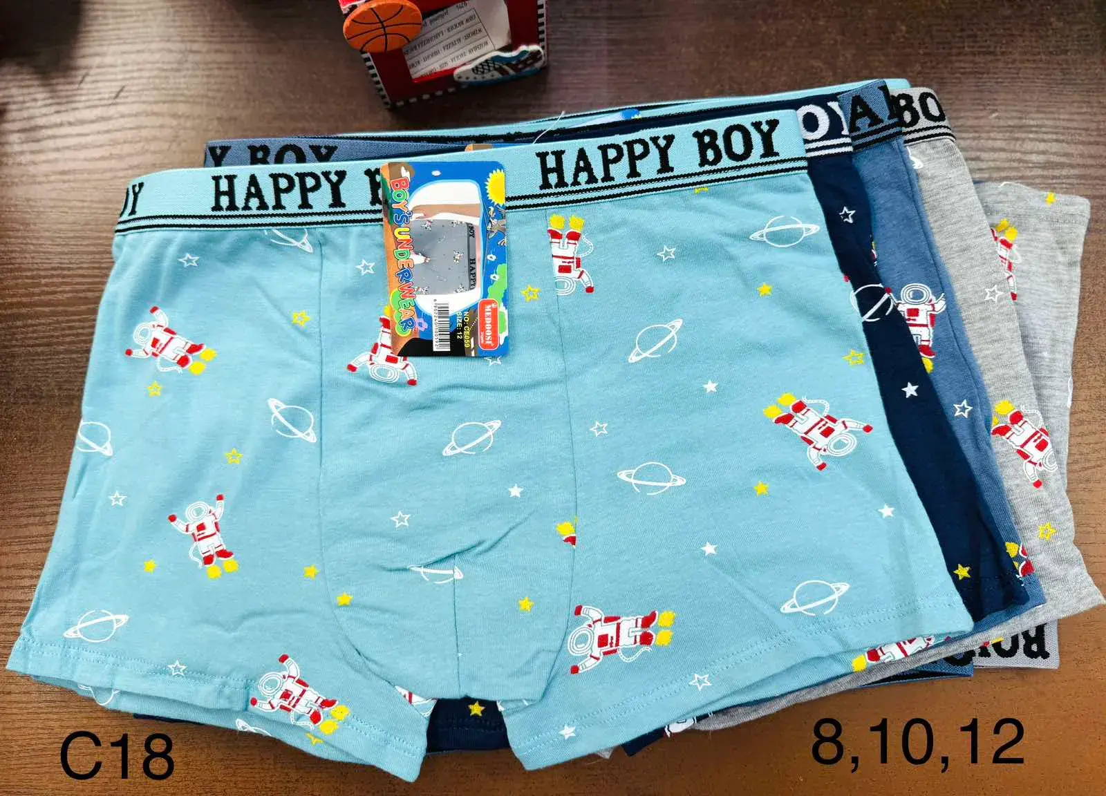 Bokserki chłopięce HAPPY BOY wzór kosmos rozmiary 8,10,12 - 24szt
