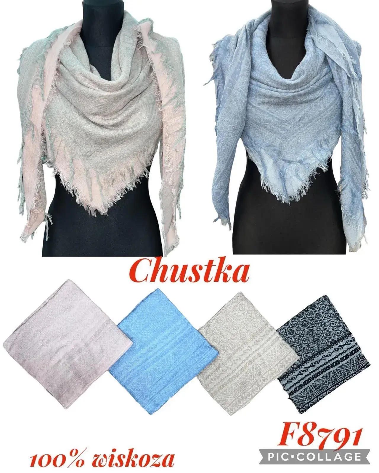 Chustki damskie 100% wiskoza F8791