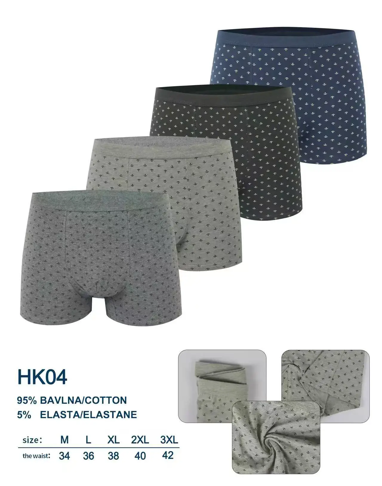 Bielizna męska bokserki HK04 bawełna 95% + 5% elastan M-L-XL-XXL