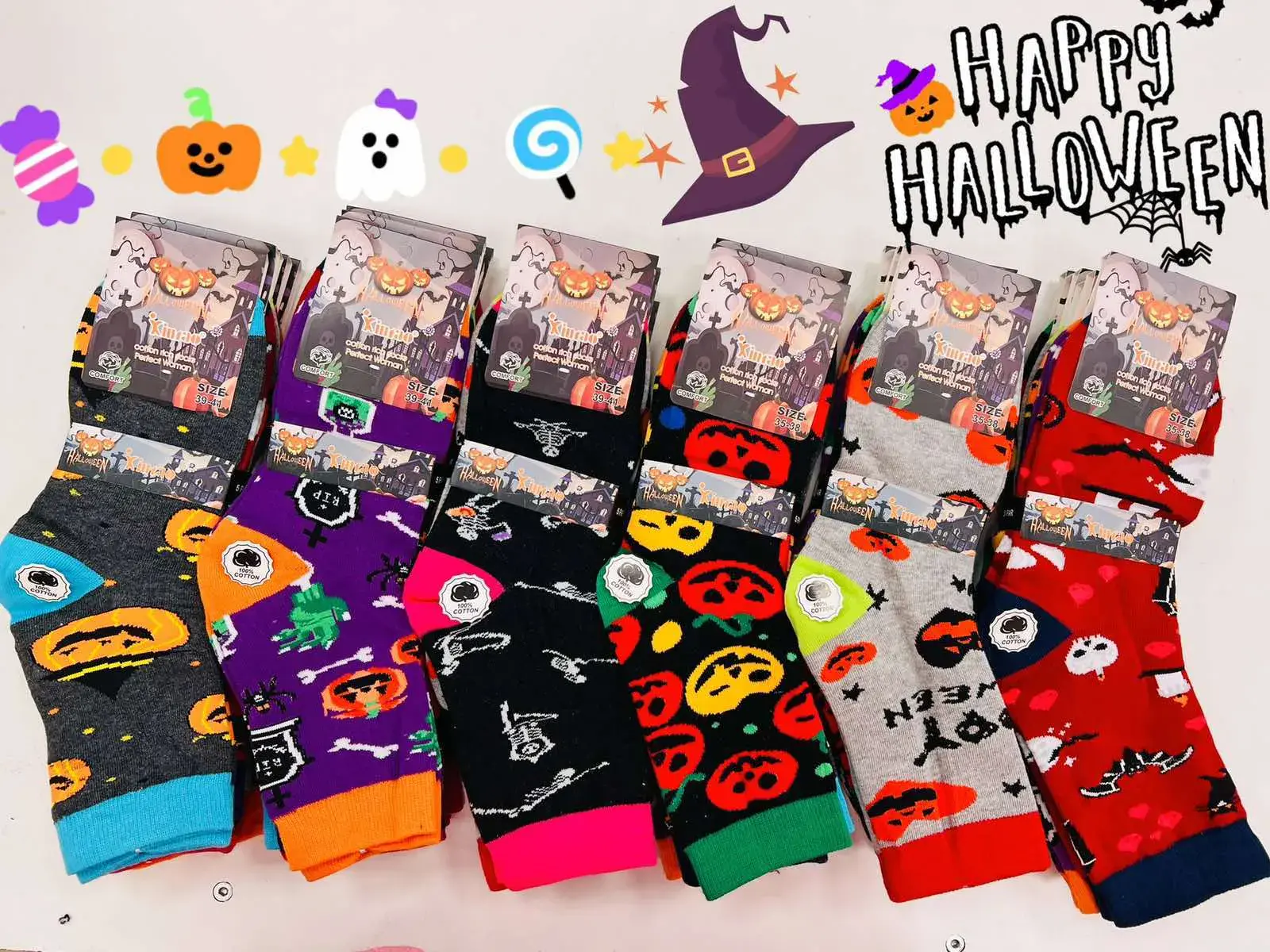 Skarpetki dla dzieci Halloween wzory 40 szt