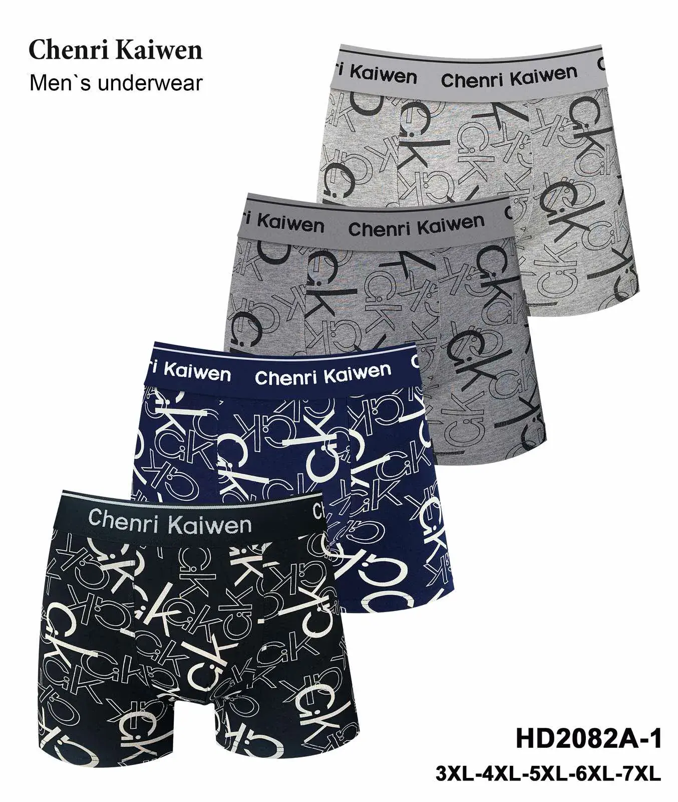 Bokserki męskie Chenri Kaiwen szare i granatowe XL-5XL