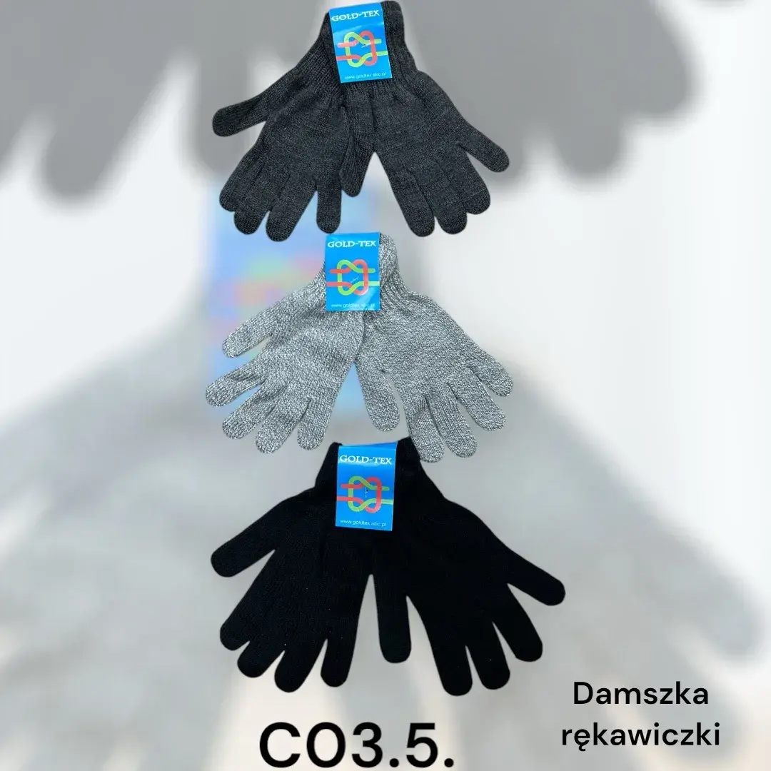 Rękawiczki damskie dzianinowe szare i czarne CO3.5