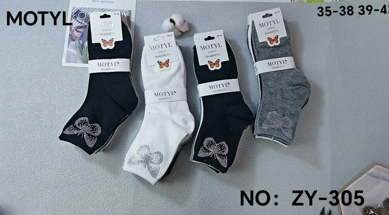 Skarpetki damskie Moty z motylkami 35-38/39-42, NO: ZY-305