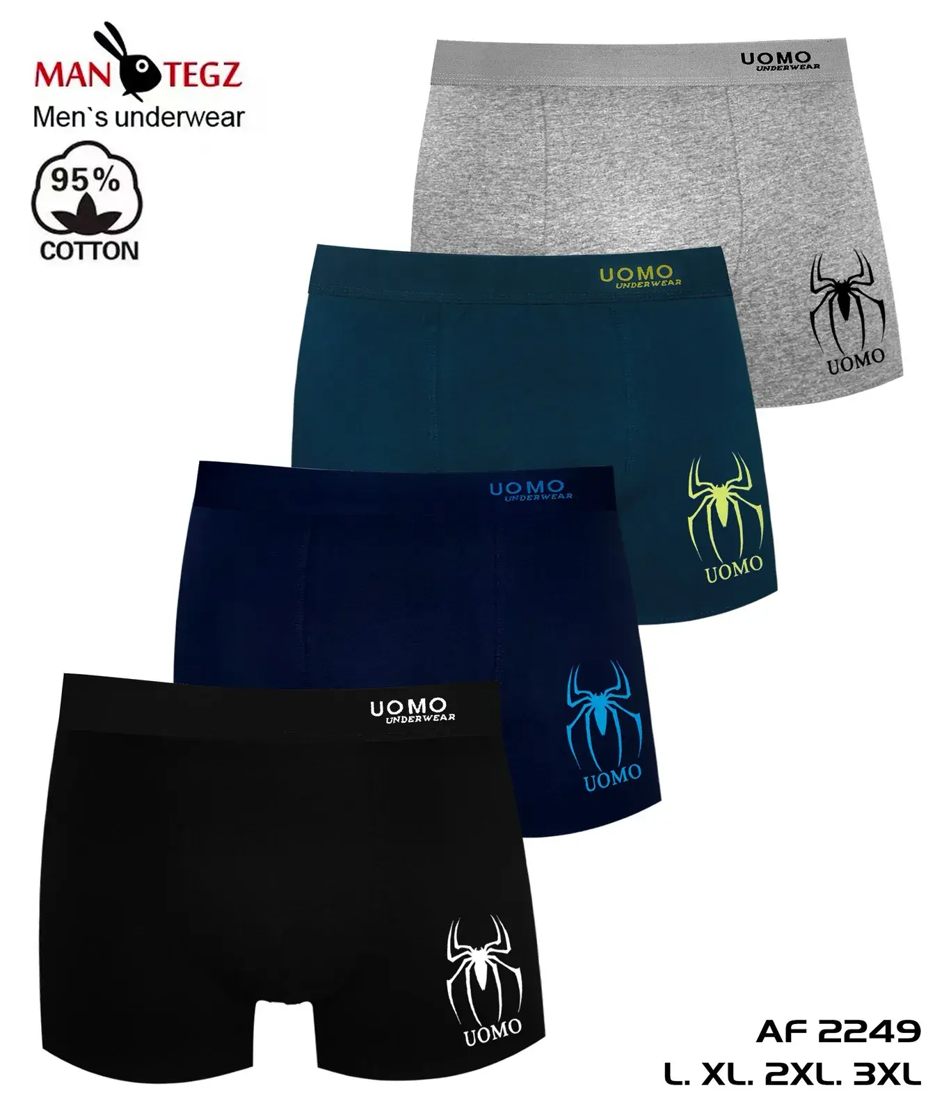 Bokserki męskie UOMO AF 2249 L-XL-XXL-3XL 95% bawełna