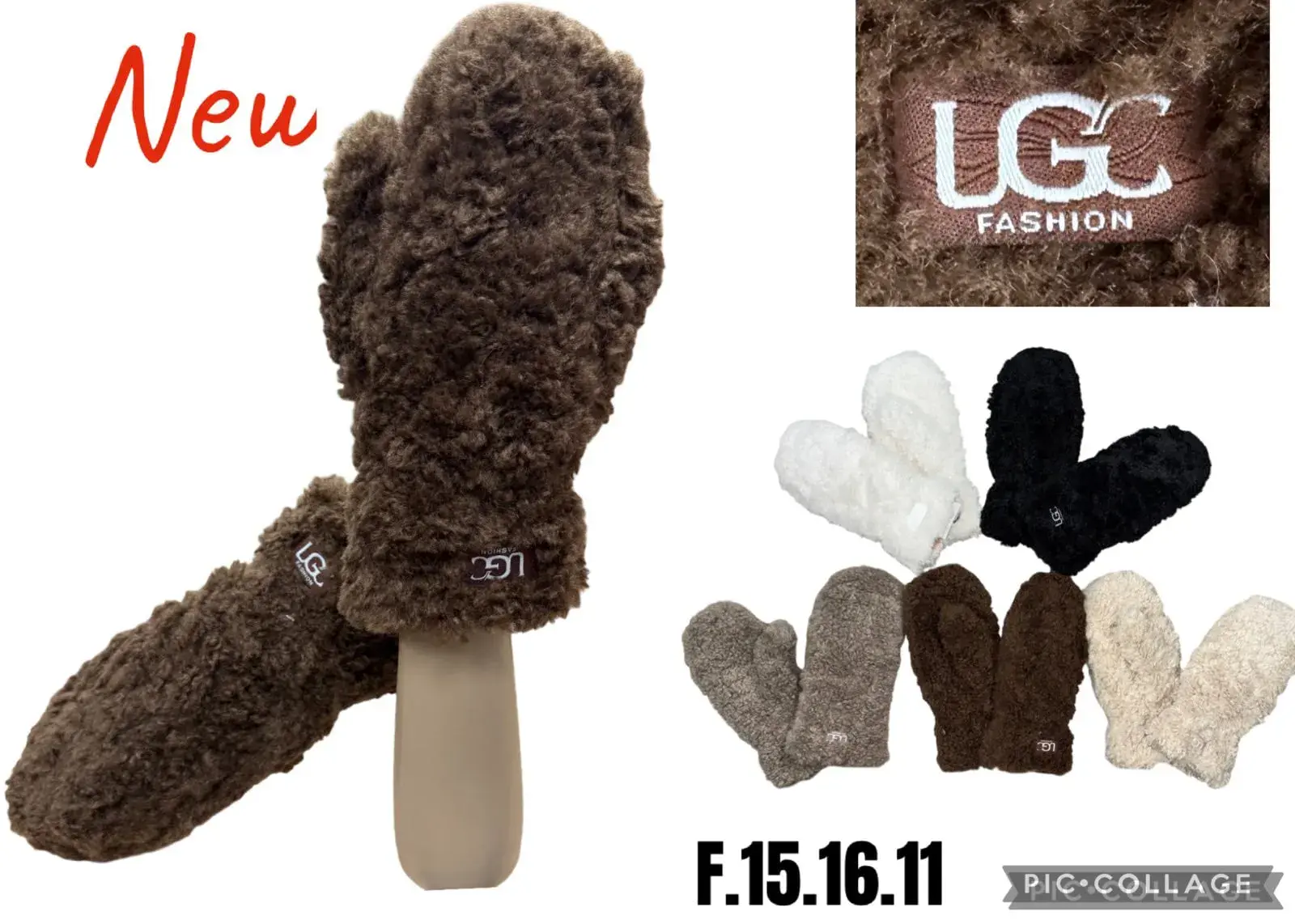 Rękawiczki damskie UGG futrzane brązowe F.15.16.11
