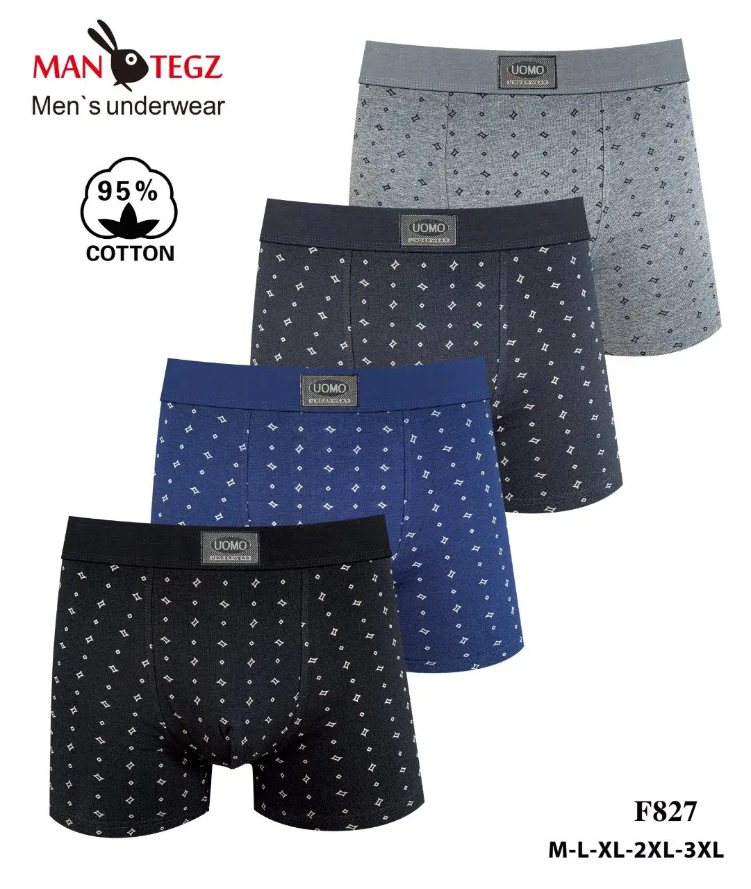 Bokserki męskie Man Tegz F827 M-L-XL-XXL 95% bawełna