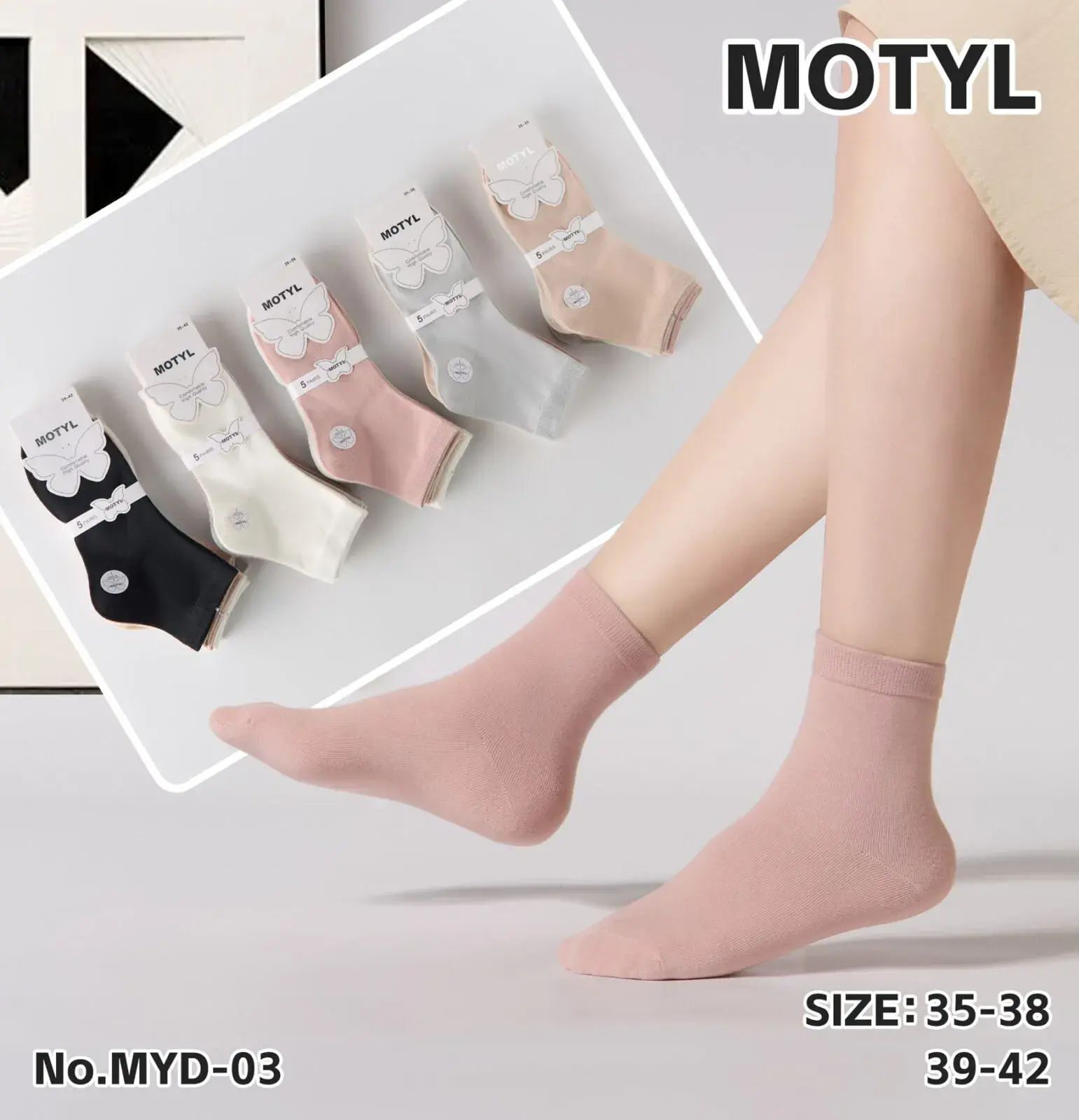 Skarpetki damskie motyle 35-38/39-42 No.MYD-03