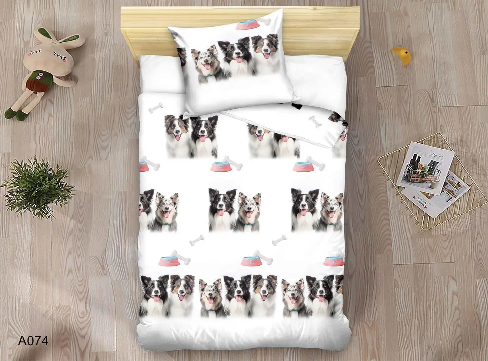 Pościel Satyna Bawełna 2cz 140x200 Border Collie