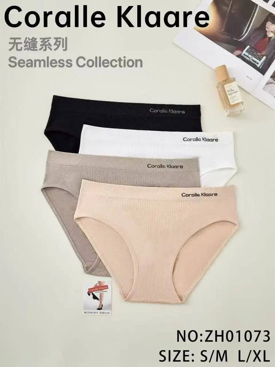 Majtki damskie Coralle Klaare bezszwowe prążkowane S/M L/XL