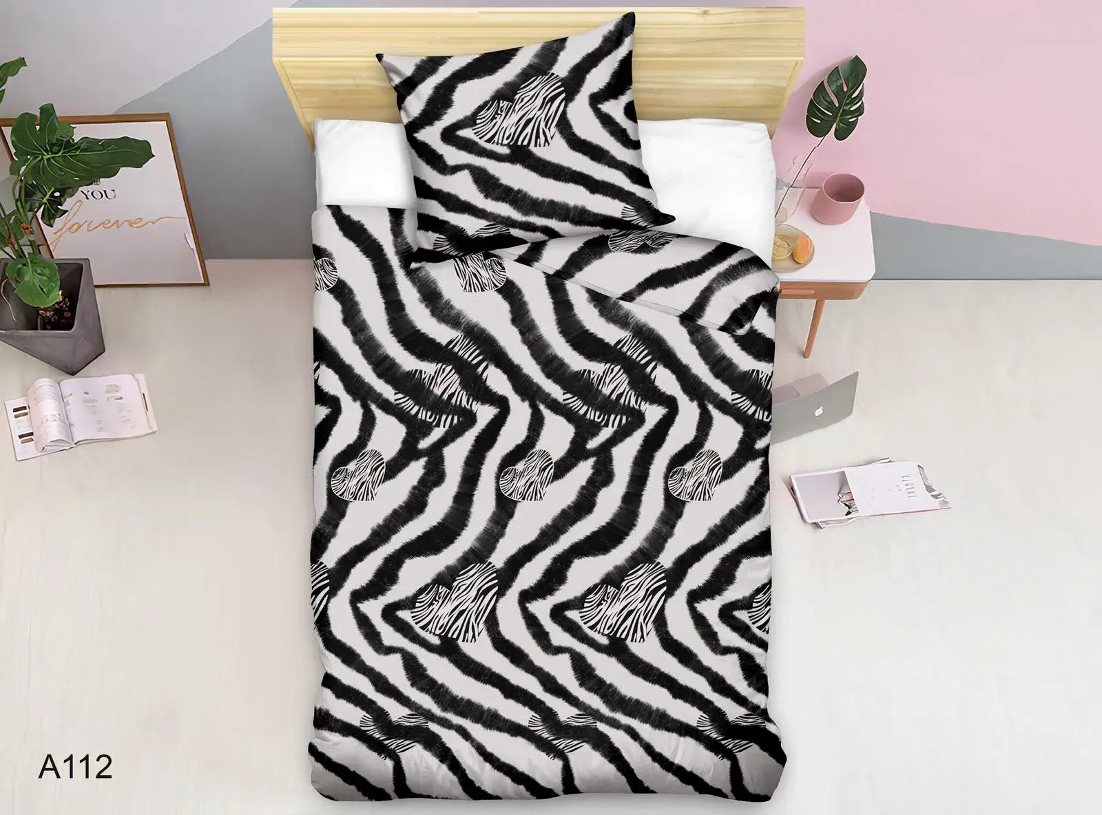 Pościel Satyna Bawełna 2cz 140x200 ZEBRA