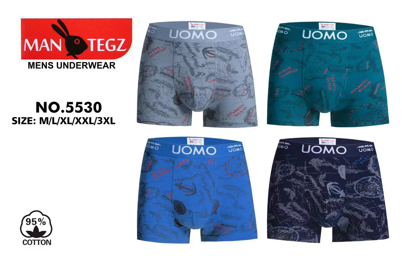 Bokserki męskie Man-Tegez 4 szt M/L/XL/XXL/3XL NO-5530