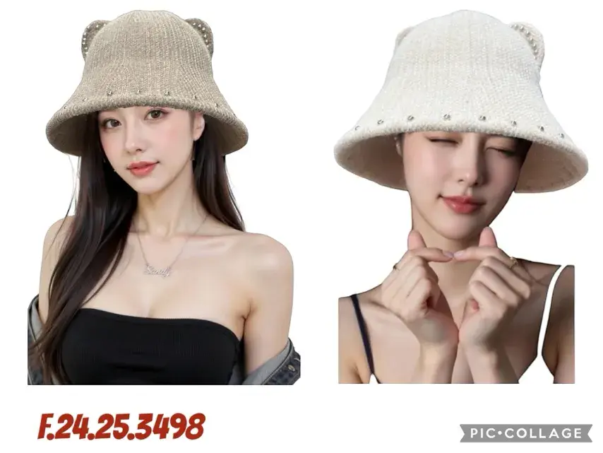 Czapki damskie beżowe z uszami bucket hat