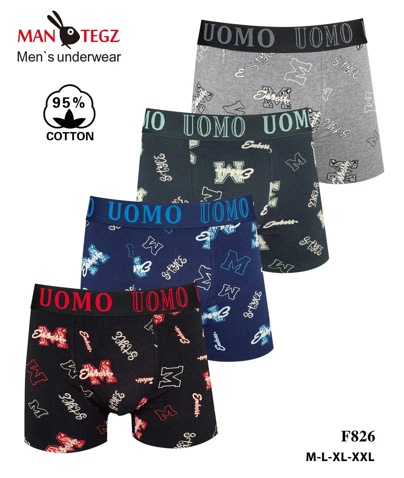 Bokserki męskie UOMOMO F826 M-L-XL-XXL 4 szt.