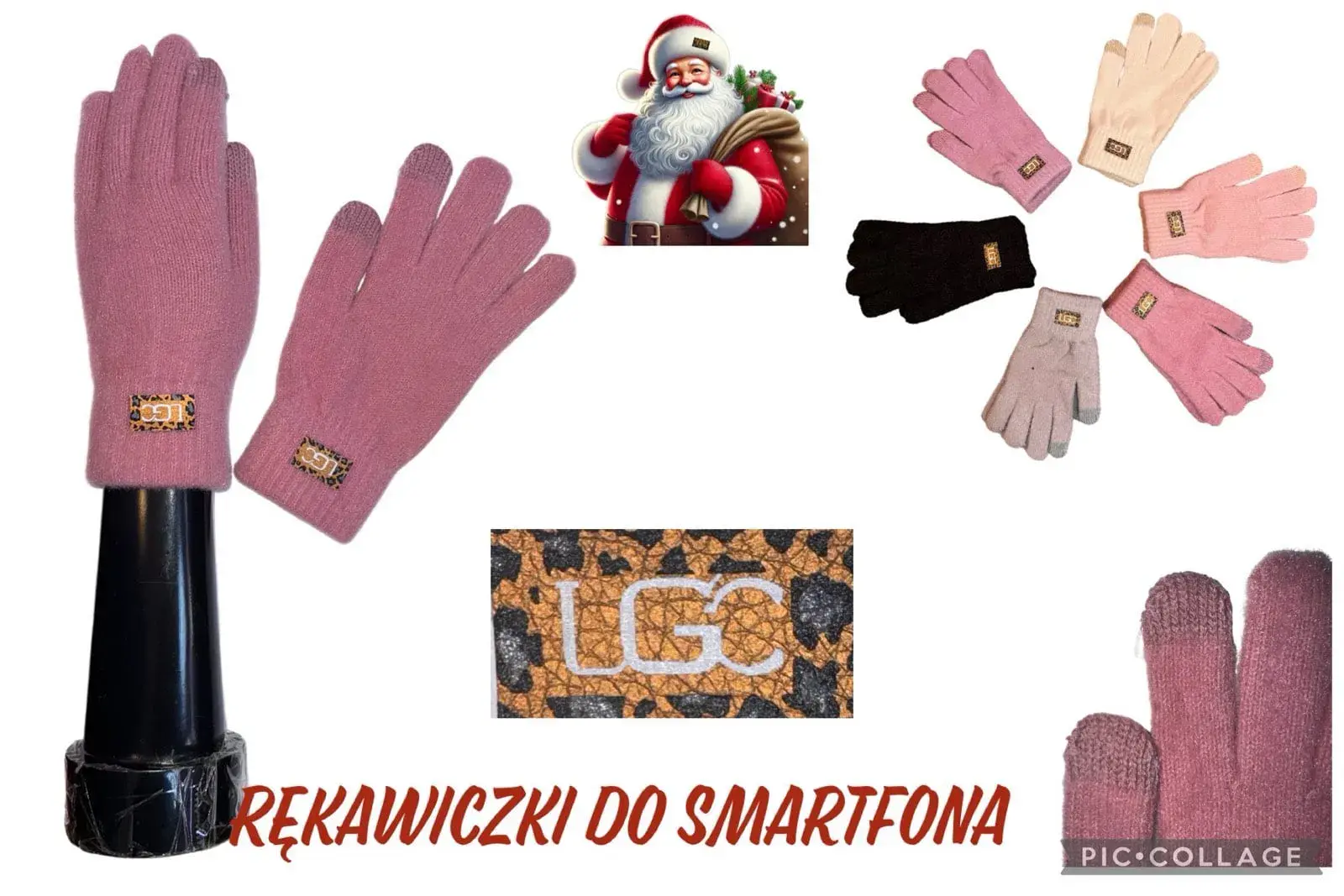 Rękawiczki damskie do smartfona różowe beżowe czarne