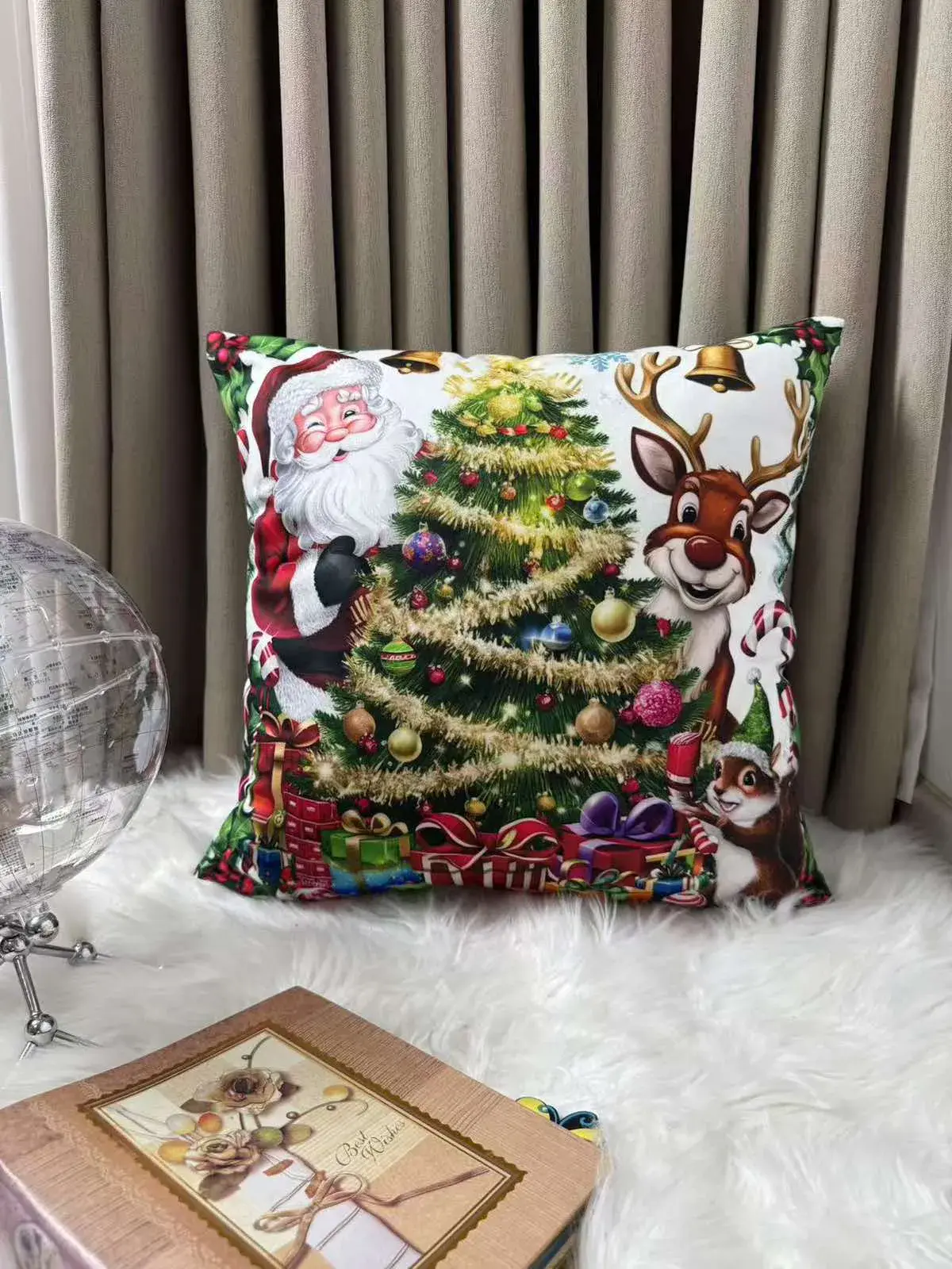 Poszewki Homefore99 Świąteczne 40x40cm Santa Rudolf Drzewko