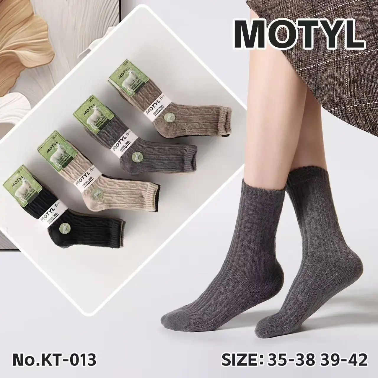 Skarpety damskie Motyl zielone szare No.KT-013 roz. 35-38-39-42