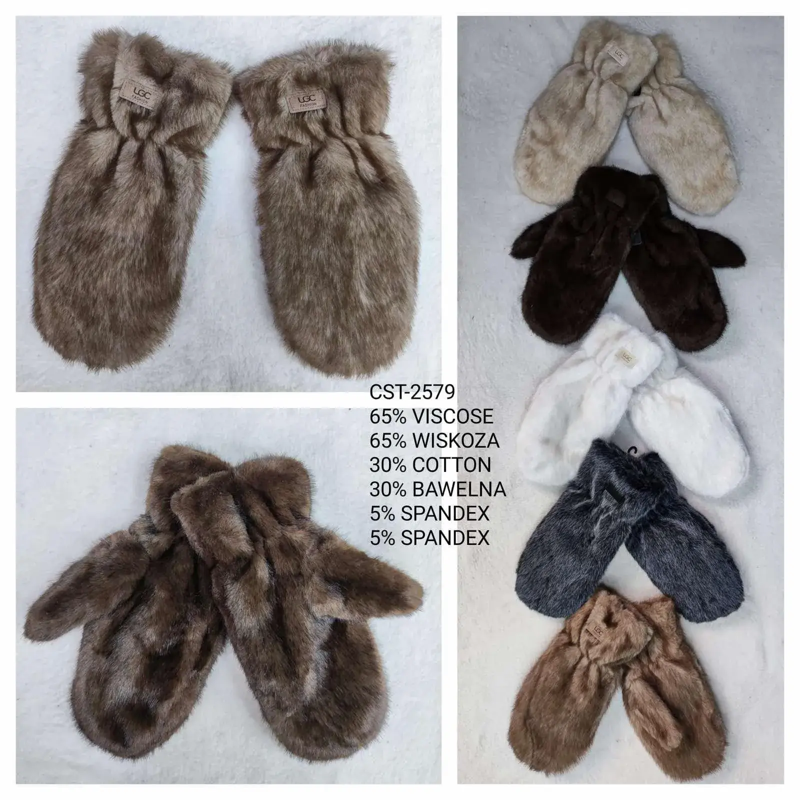 Rękawiczki damskie futrzane 65% wiskoza CST-2579