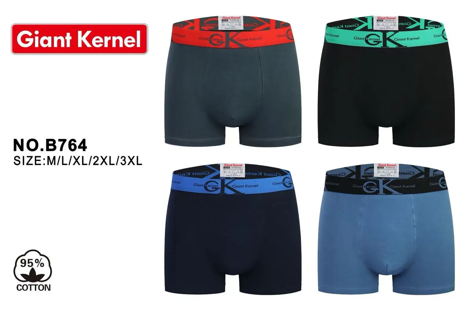 Bokserki męskie Giant Kernel NO.B764 M-3XL, 4 szt.