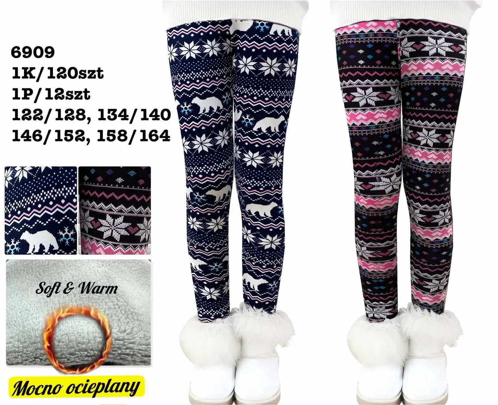 Legginsy dla Dzieci Ocieplane Soft & Warm 120-140cm