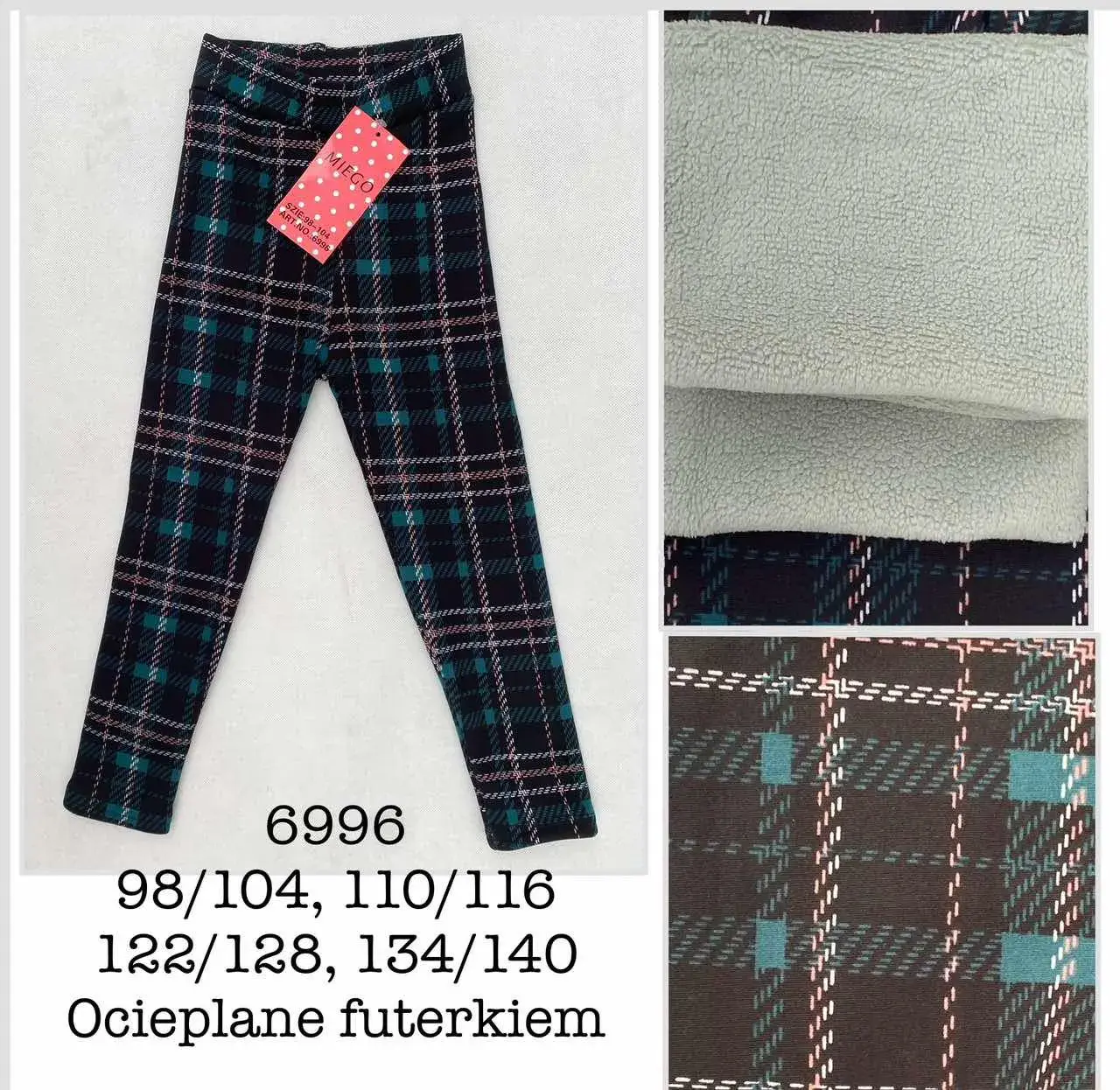 Legginsy Dziecięce Ocieplane Kratka 128/128, 130/140