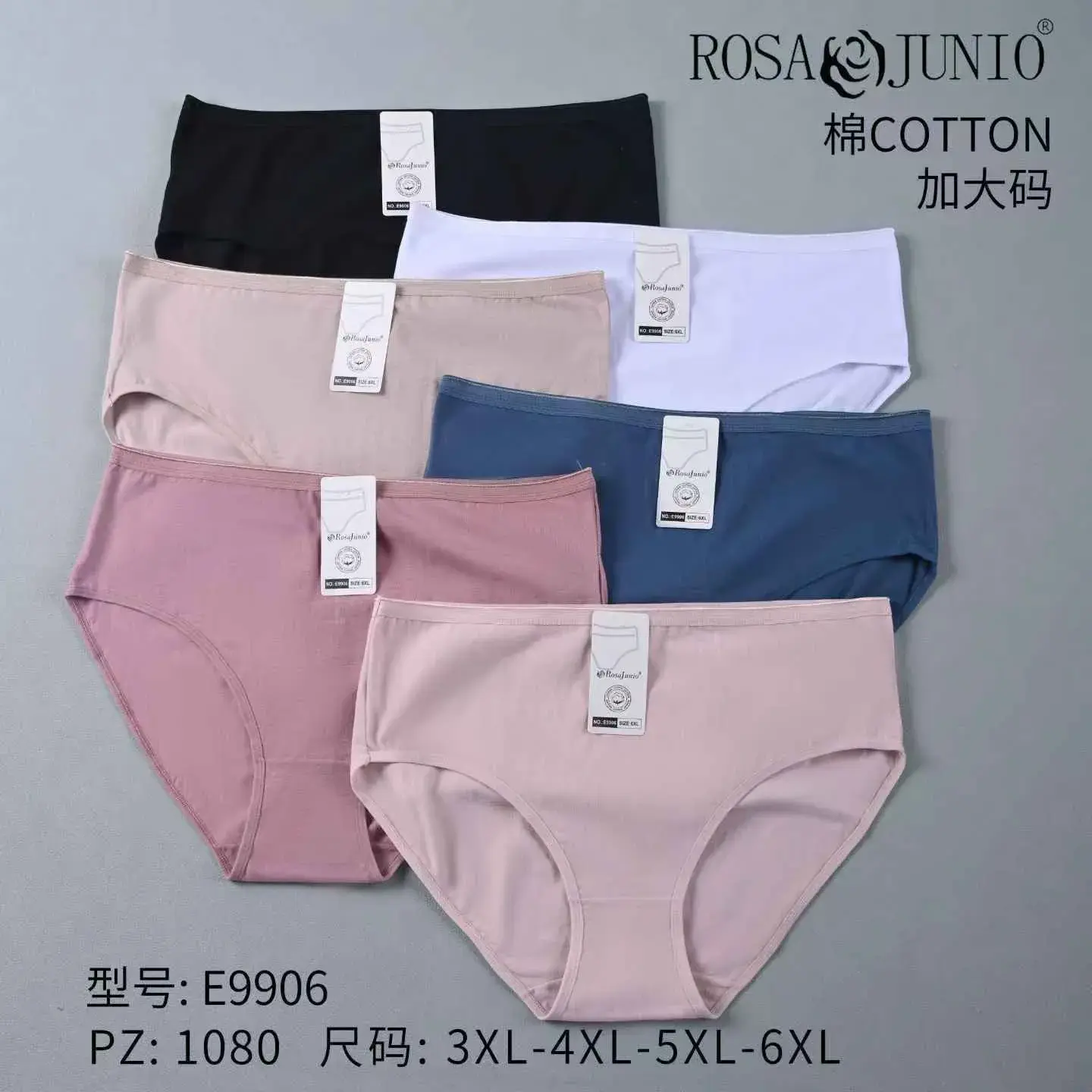 Majtki damskie bawełniane Rosa Junio E9906 Plus Size 3XL-6XL 24szt