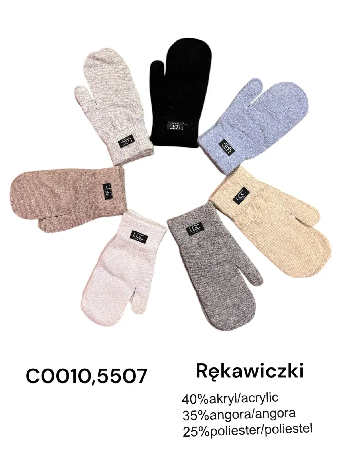 Rękawiczki damskie akryl-angora 40/35/25% COO10.5507