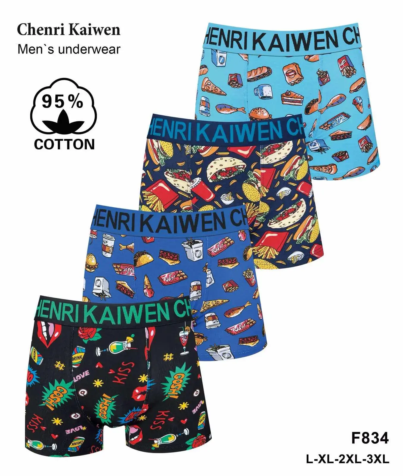Bokserki męskie Chenri Kaiwen 95% bawełna L-XXL F834