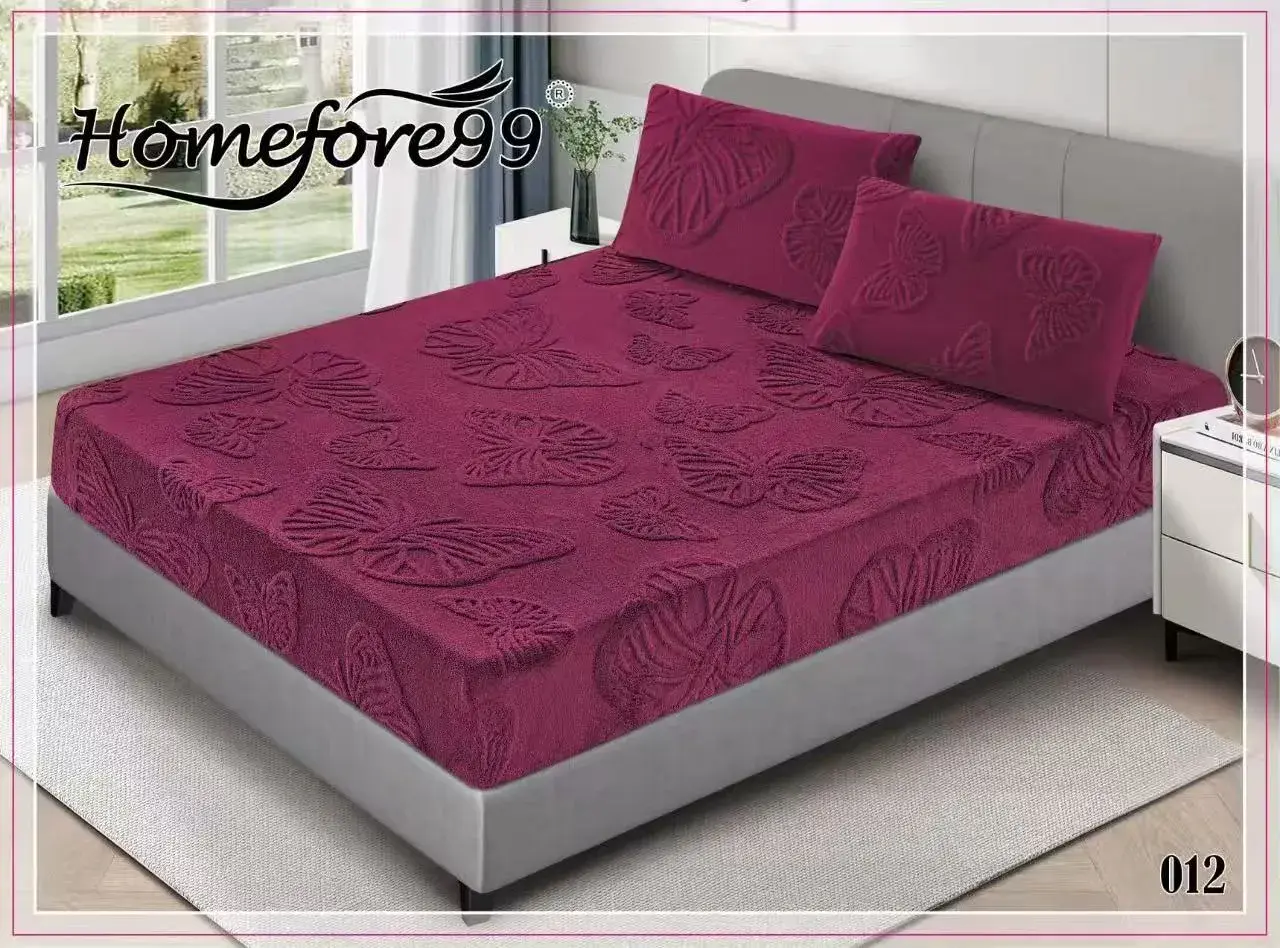 Homefore99 Prześcieradło z gumą motyle 200/220 cm bordowe