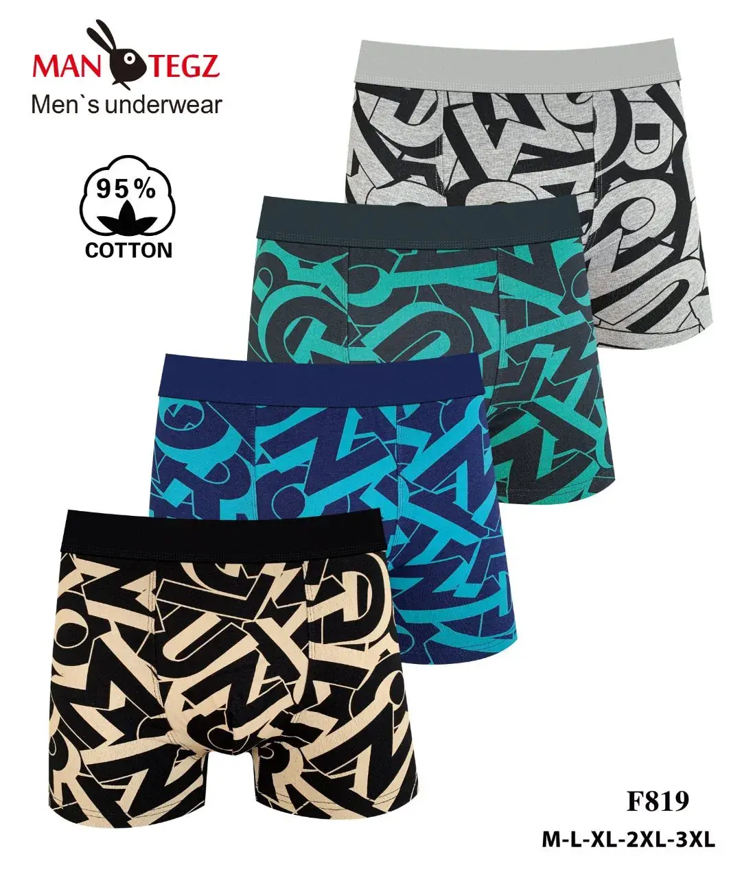 Bokserki męskie bawełniane 95% M-L-XL-XXL F819