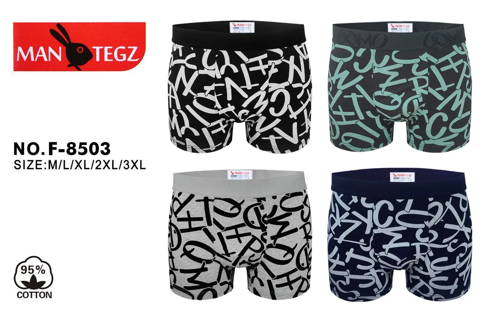Bokserki męskie ManTegz NO.F-8503 M/L/XL/XXL/XXXL 4 szt
