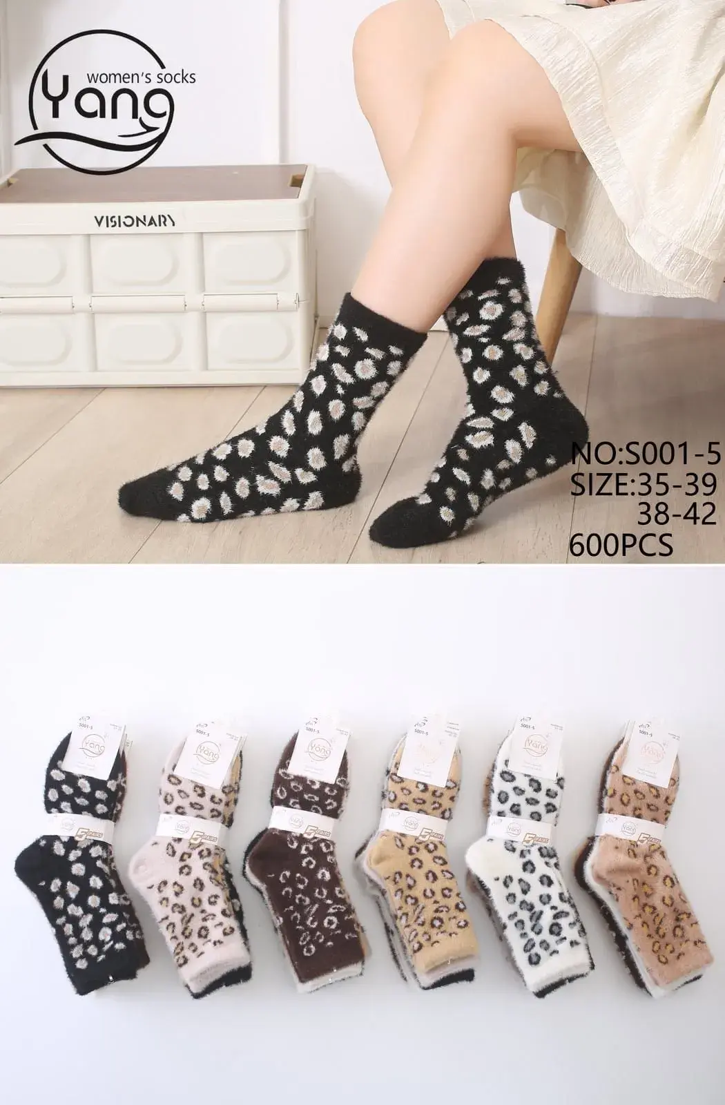 Skarpety damskie Yang's Socks NO-501-35/39 wzór kwiatowy