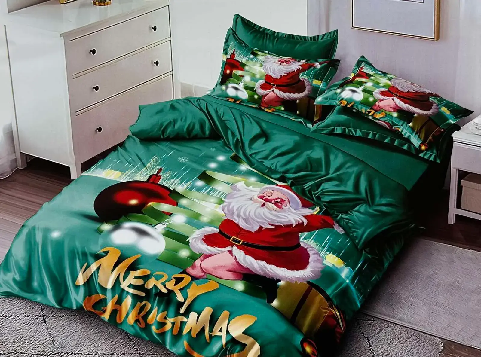 Komplet Pościel 5D MILANO Satyna Bawełna 4CZ 160/200 Zielony