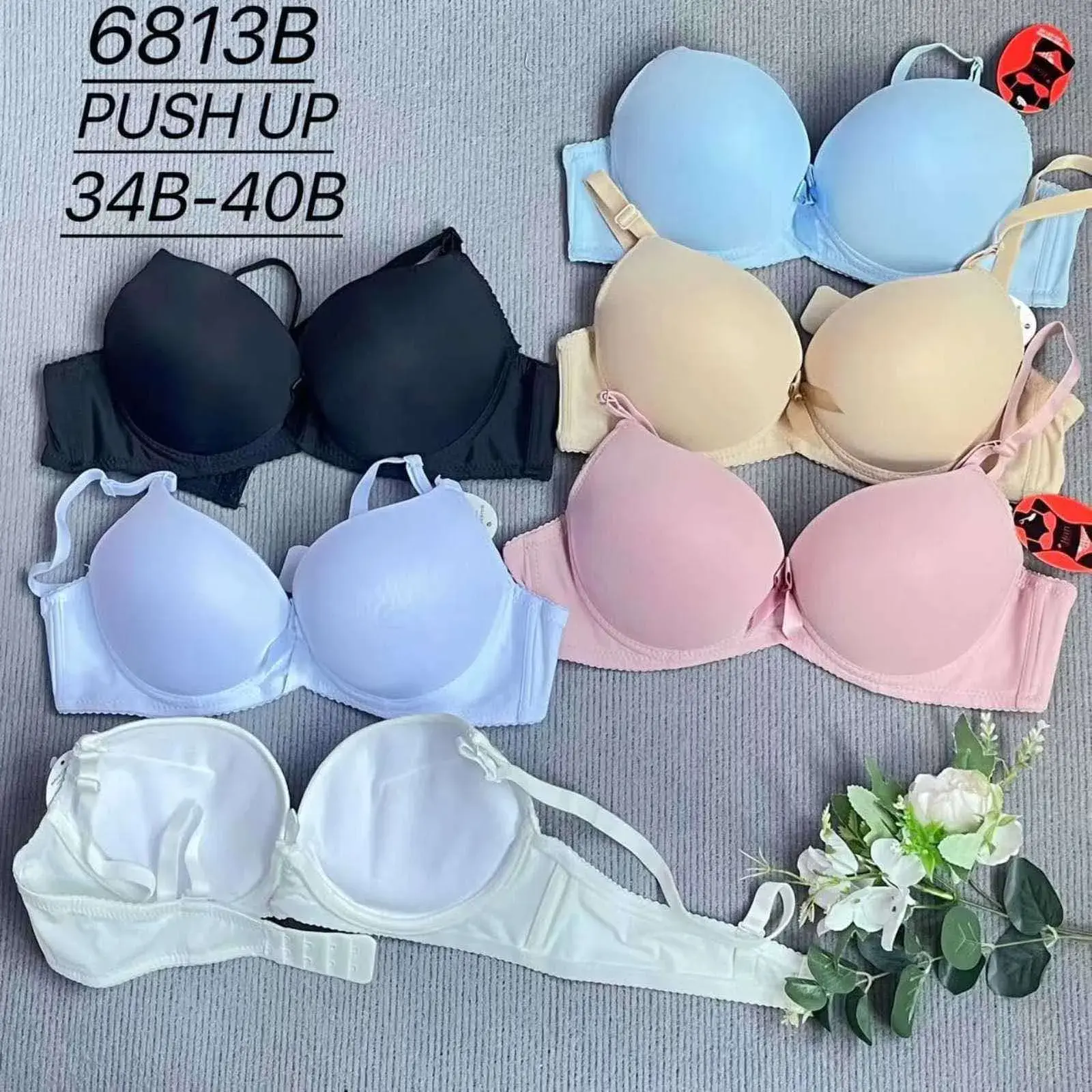 Biustonosze damskie push-up 34B-40B, 6 kolorów