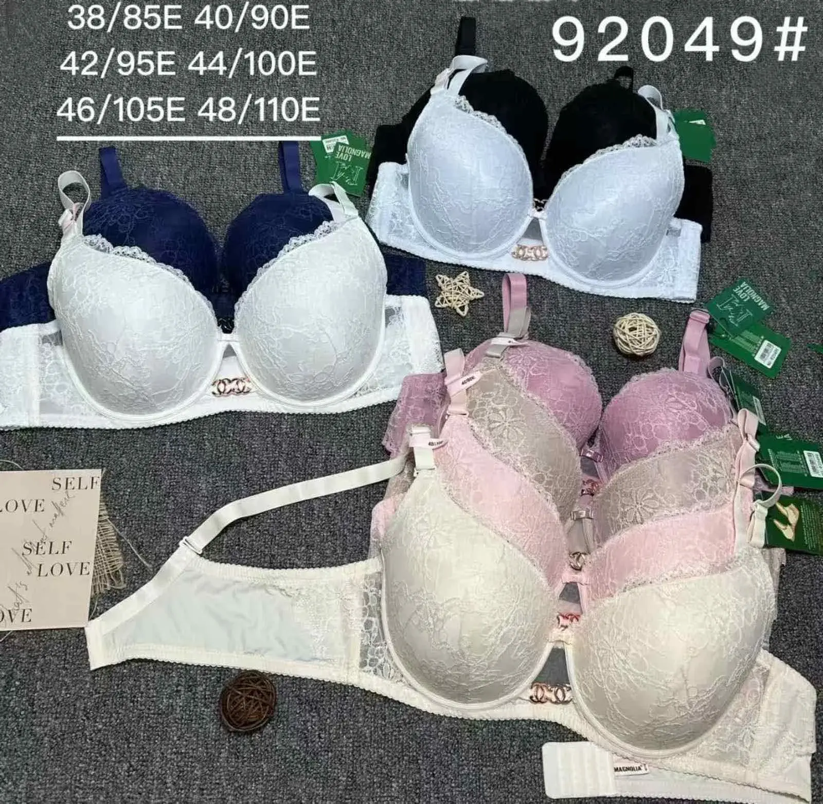 Biustonosze damskie push-up 38/85-48/110 czarny biały różowy granatowy